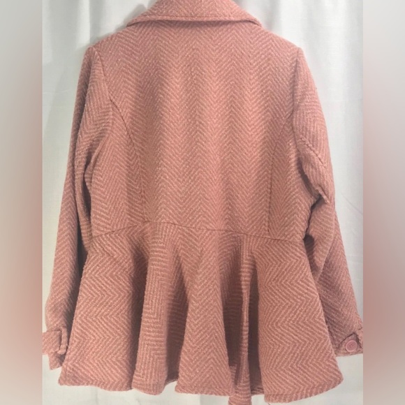 NEW TORRID BLUSH BARBIE PINK BOULE FIT AND FLARE PEPLUM PEA COAT JACKET 4X - Picture 2 of 4